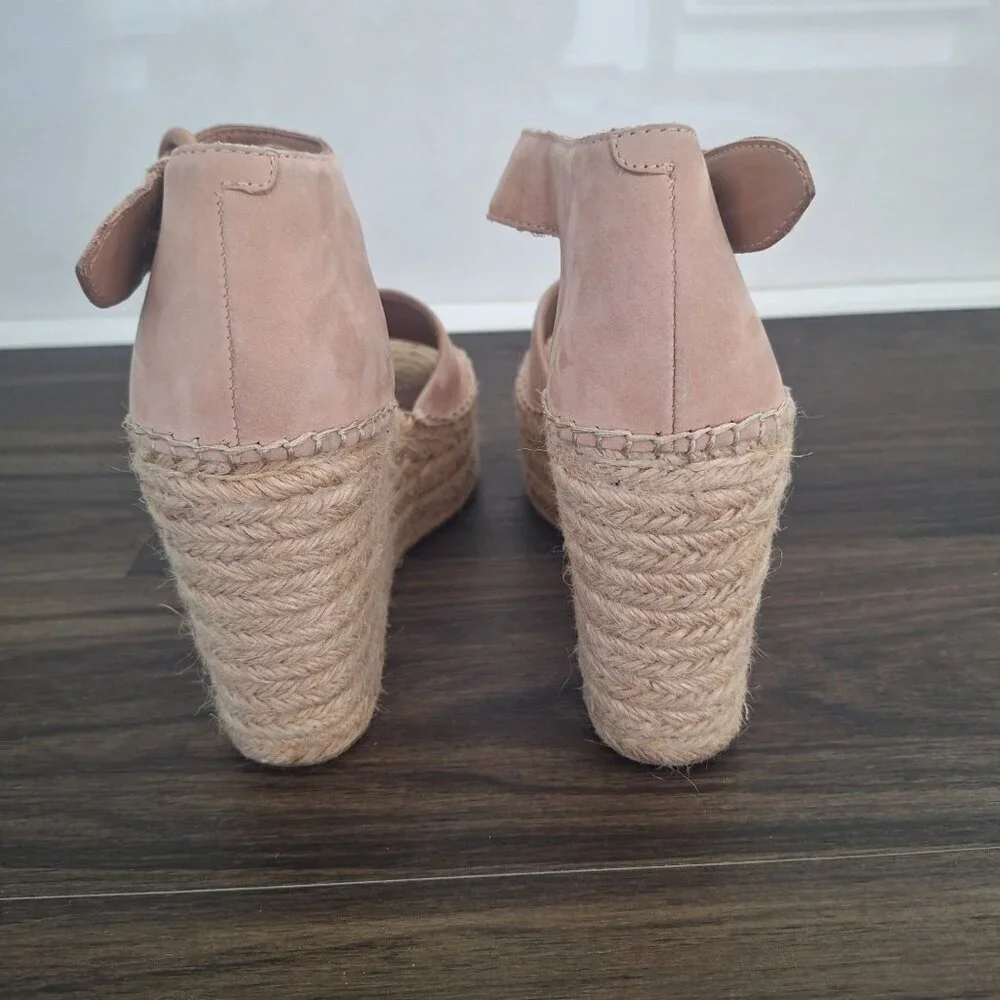 💙 Marc Fisher Soft Leather Alida Espadrilles Wedge Size 9 Blush Soft Minimalist
